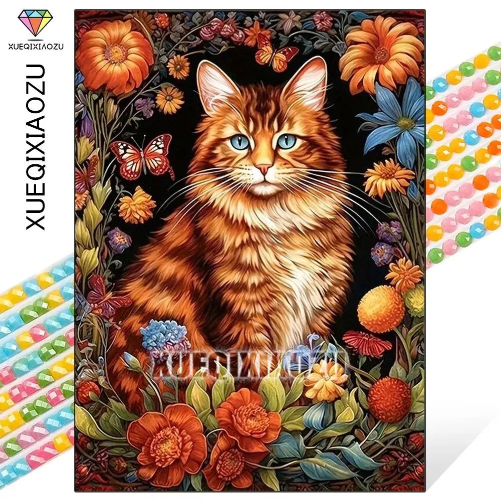 5D Diamond Mosaic Cat Animal New Product Full Square/Round Diamond Painting Sunflower Embroidery DIY Handmade Gift