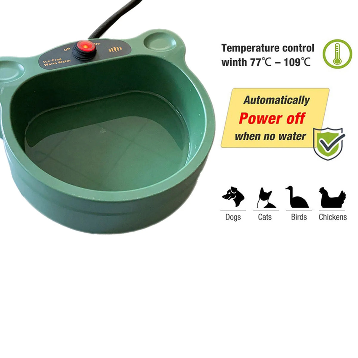Electric Dog Water Bowl Green Heated Dog Bowl for Pet Dog Electric Dog Water Bowl Heated Dog Bowl Thermal Dog Bowl