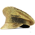 Dance Props PU Leather Sequin Flat Top Hat Shiny Y2K Hats