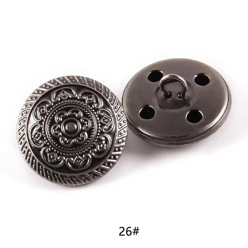 10pcs 15/20/25mm Metal Vintage Coat Suit Uniform Button Retro Copper Buttons Round Shank button DIY Sewing Ornaments