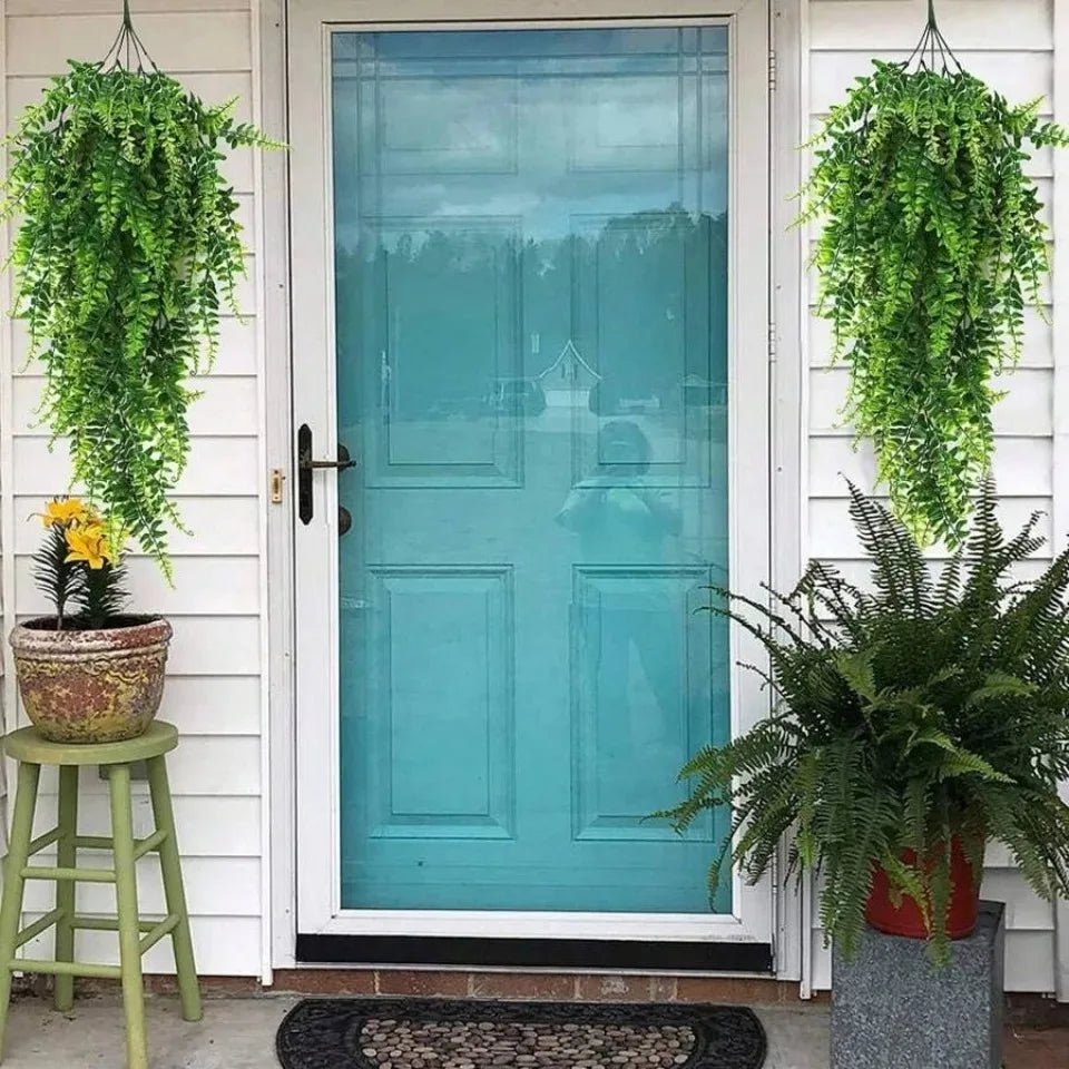 4pcs Persian Fern Leaves Artificial Plant Vine Home Garden Room Decor Hanging Fake Ivy Vine Grass Wedding Party Wall Home Decor
