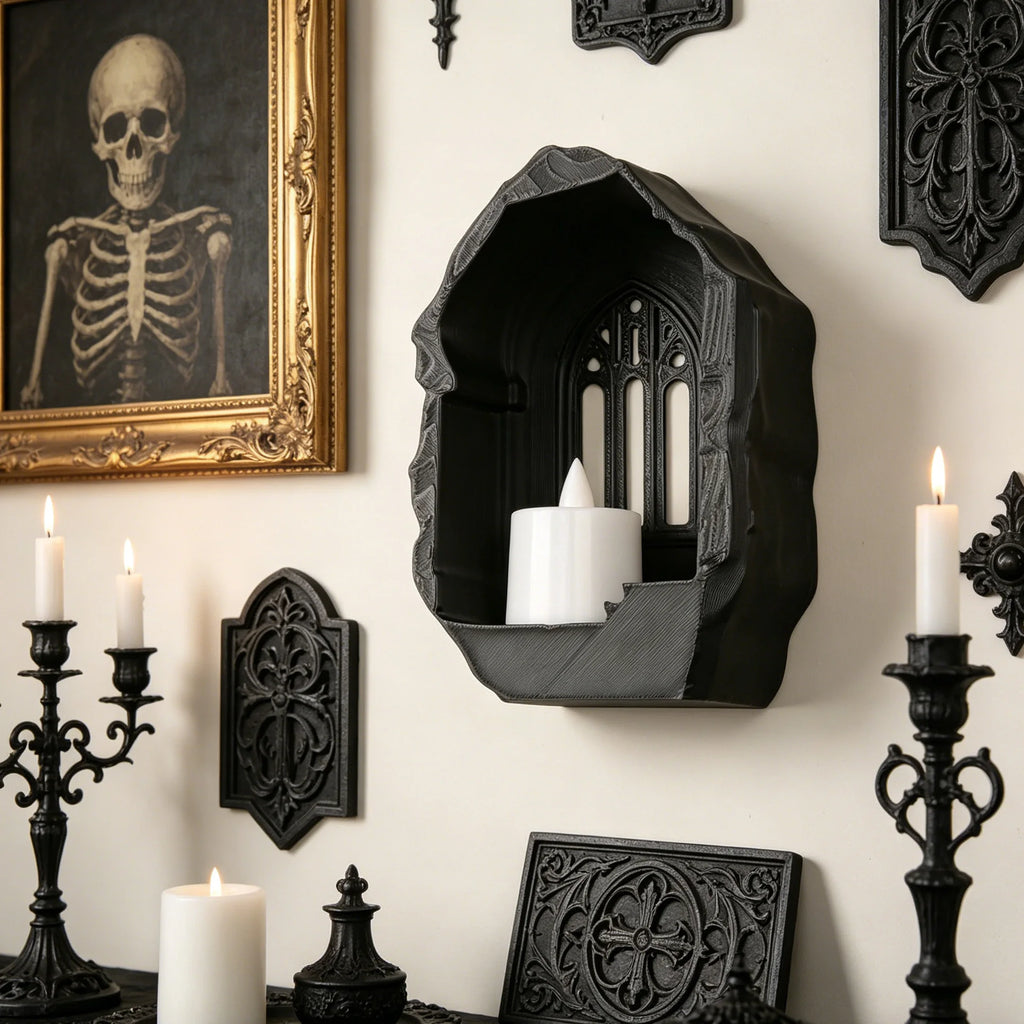 Cross-Border Gothic Church Arch Window Wall Niche Candle Holder For Dark Style Wall Decor & Candle Display Scenario
