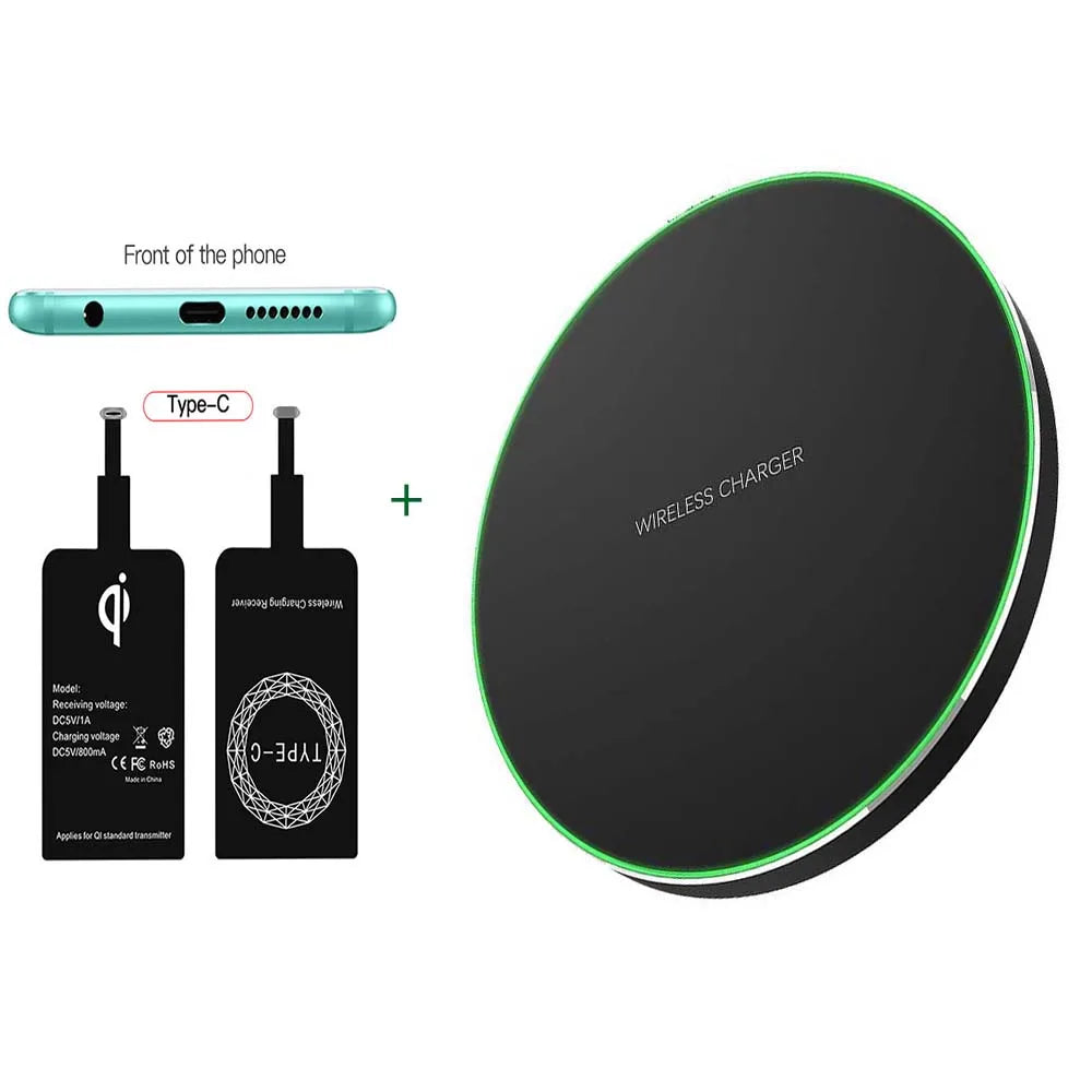 15W Type-C Wireless Charger Pad Receiver Kit For Samsung S20 S10 S9 S8 Wireless Adapter Coil For iPhone13 11 Pro 8 7 6S 6 5