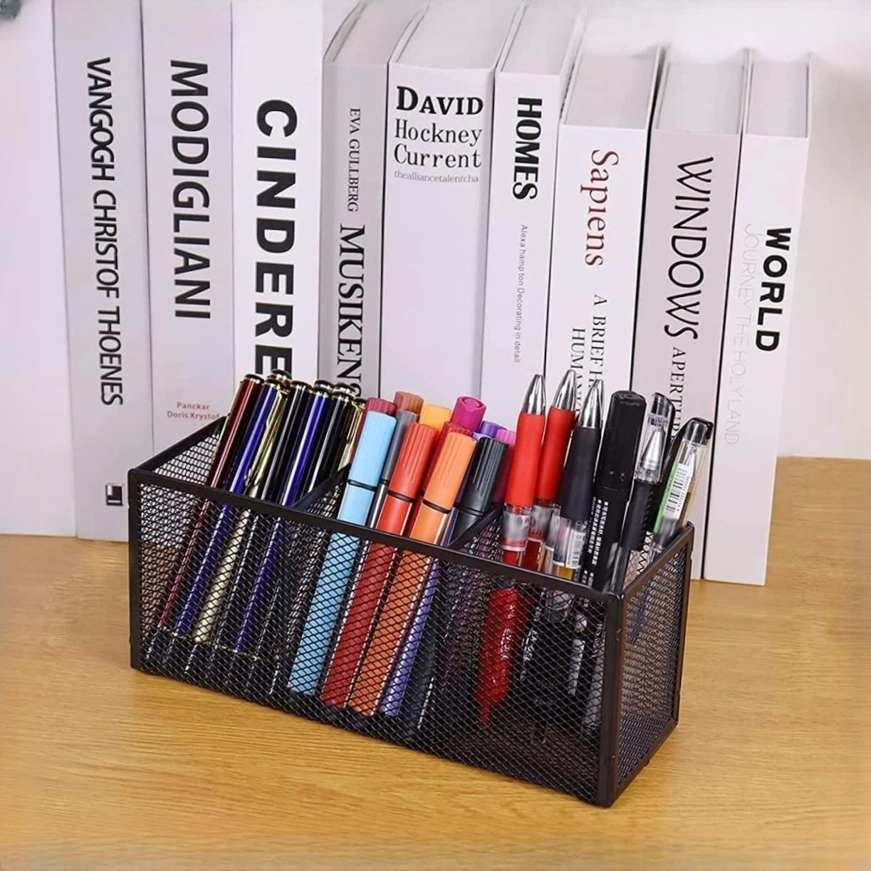 Metal Mesh Desk Organizer, Pen Holder, Pencil Holder, Office Supplies, 4 or 3 Compartments, Home and School Supplies, 1Pc