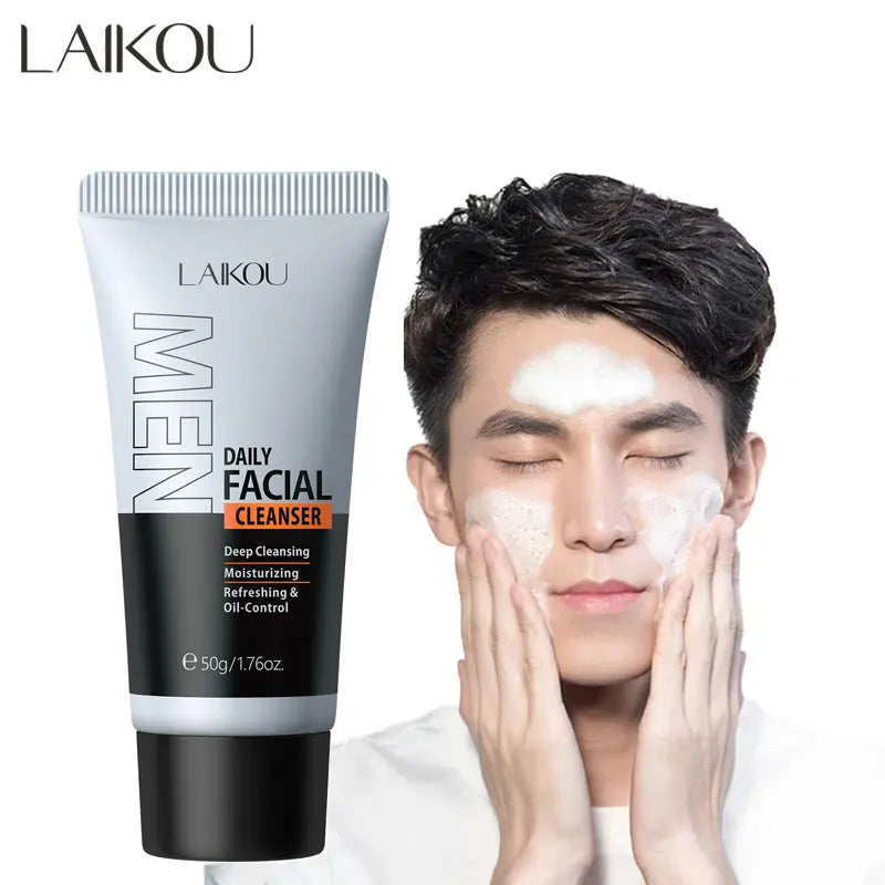 LAIKOU Men's Facial Cleanser, Moisturizing, Men's Skin Care, Oil Control, Blackhead Remover, Cosmetics, Deep Nourishment