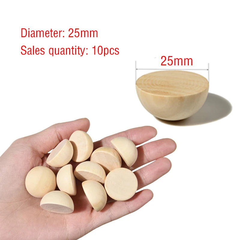 Half Wood Balls Bead Natural Half Wooden Balls Unfinished Split Wood Beads DIY Craft Arts Christmas Decor Half Round Wood Balls