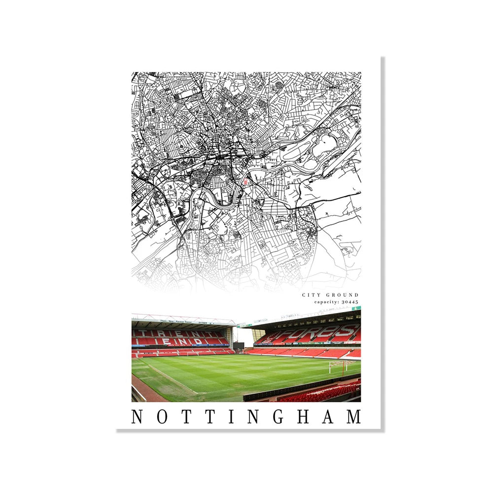 Football Poster Clubs Map Liverpool Manchester Football Stadium Poster Wall Art Canvas Painting for Living Room Home Decor