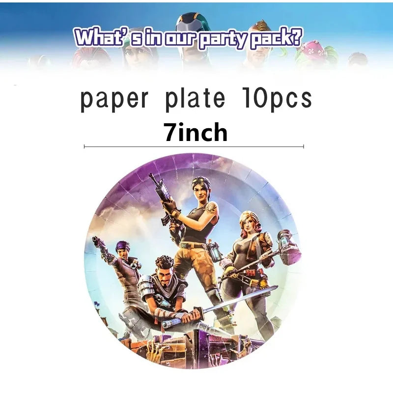 Fortnite Balloons Shooting Game Ballons Boy Girl Happy Birthday Banner Party Decoration Alpaca Llama Tableware Cake Topper Toy