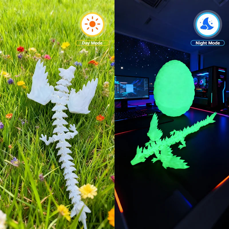 3D Printed Dragon Colorful Gem Dragon Figurines Movable Joint Rotatable Articulated Dragon Crafts Desktop Western Action Figure
