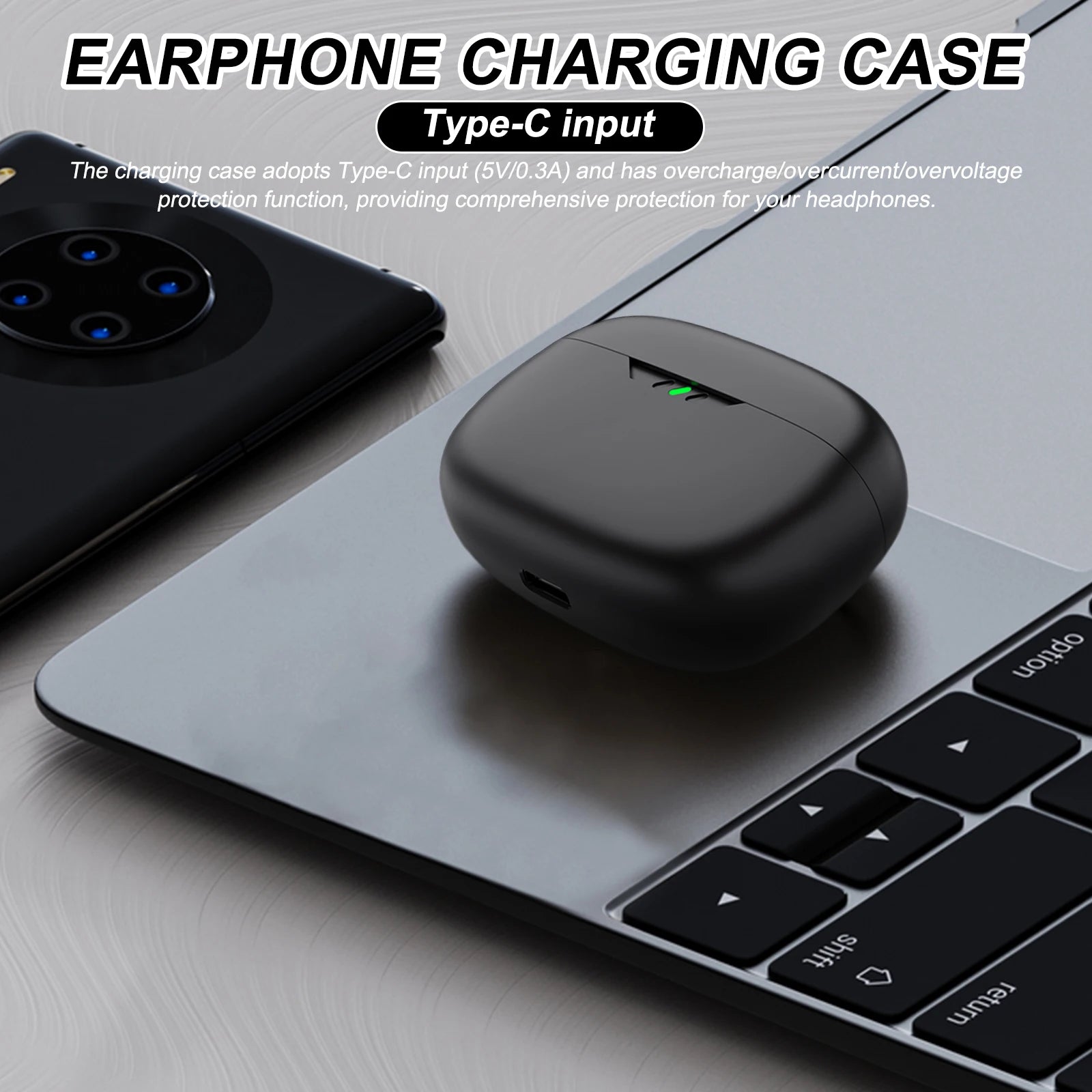 For JBL Vibe Beam Charging Case 600mAh Bluetooth Wireless Charger Box Replacement Type-C Port Portable Earbuds Replace Supplies