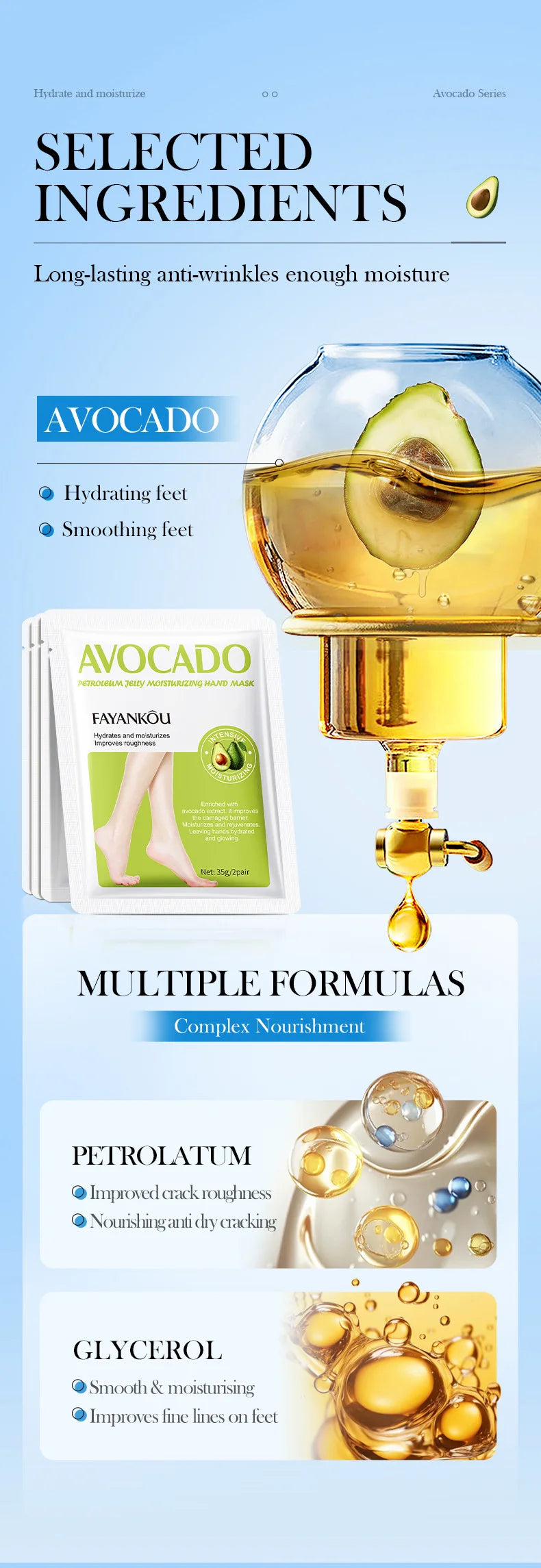 1/3/5 Pairs Avocado Exfoliating Foot Mask Feet Pedicure Remove Dead Skin Moisturizing Foot Exfoliator Feet Masks Skin Care