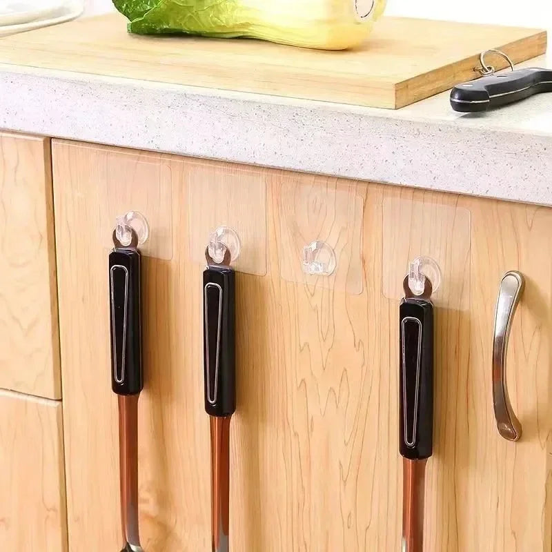 5-40pcs Transparent Plastic Duty Wall Hook for Kitchen Bathroom Office Storage No Trace No Scratch Waterproof Adhesive Hooks