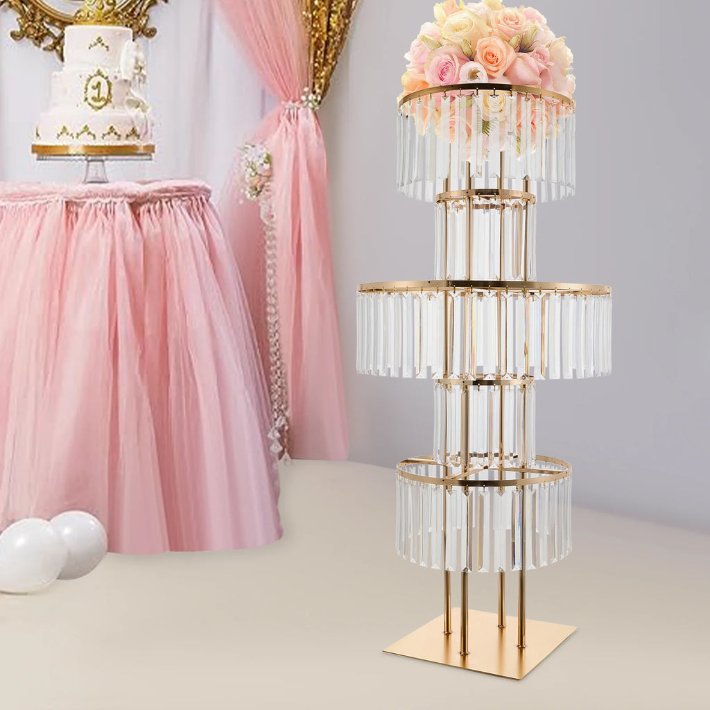 Gold 5‑Tier Wedding Flower Stand Acrylic Iron Electroplated Flower