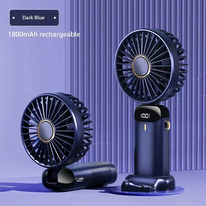 Portable Neck Fan with LED Display & Phone Stand – 1800mAh Rechargeable
