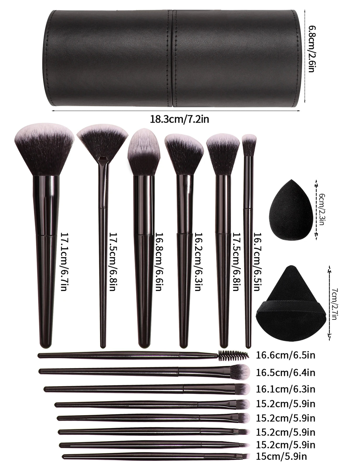 Black Makeup Brush Set Professional Super soft detail brush