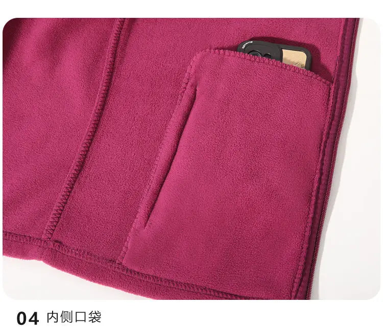 Women Thickened Fleece Winter Jacket Embroidery Zipper Thermal Plush Polar Fleece High Collar Cardigan Coats Outdoor Sweatshirt