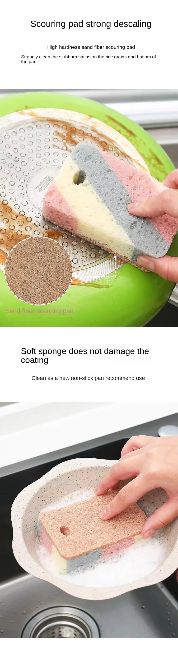 Natural Dish Scrubbing  Kitchen Cleaning Sponge Rub Wood Pulp Cotton Dishwashing Sponge Scouring Pad Kitchen Rag Dish Cloth