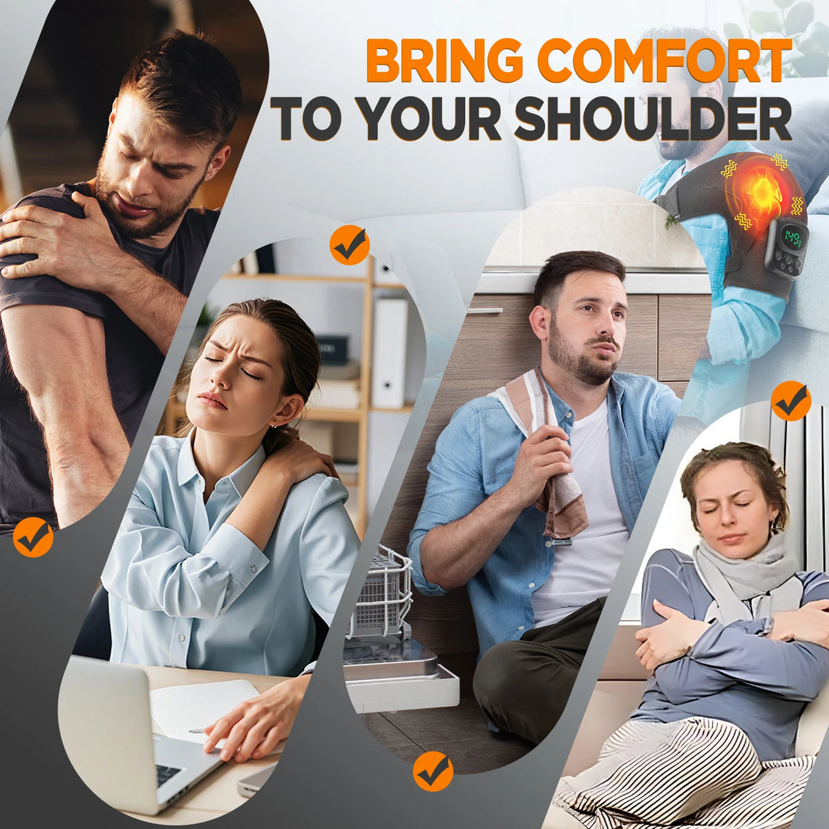 Electric Shoulder Massage Machine Heated Vibration Back Shoulder Belt