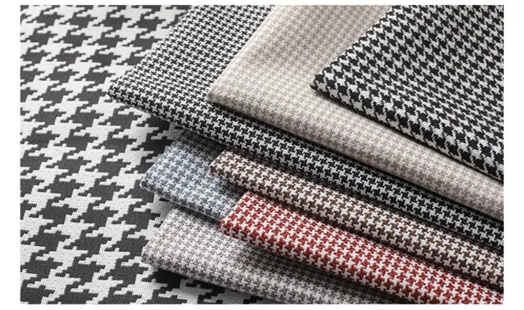 High-end Thousand Bird Grid Sofa Fabric Thickening Plaid Cotton Linen Cloth Tablecloth Pillow Cushion Cover Handmade DIY Fabric