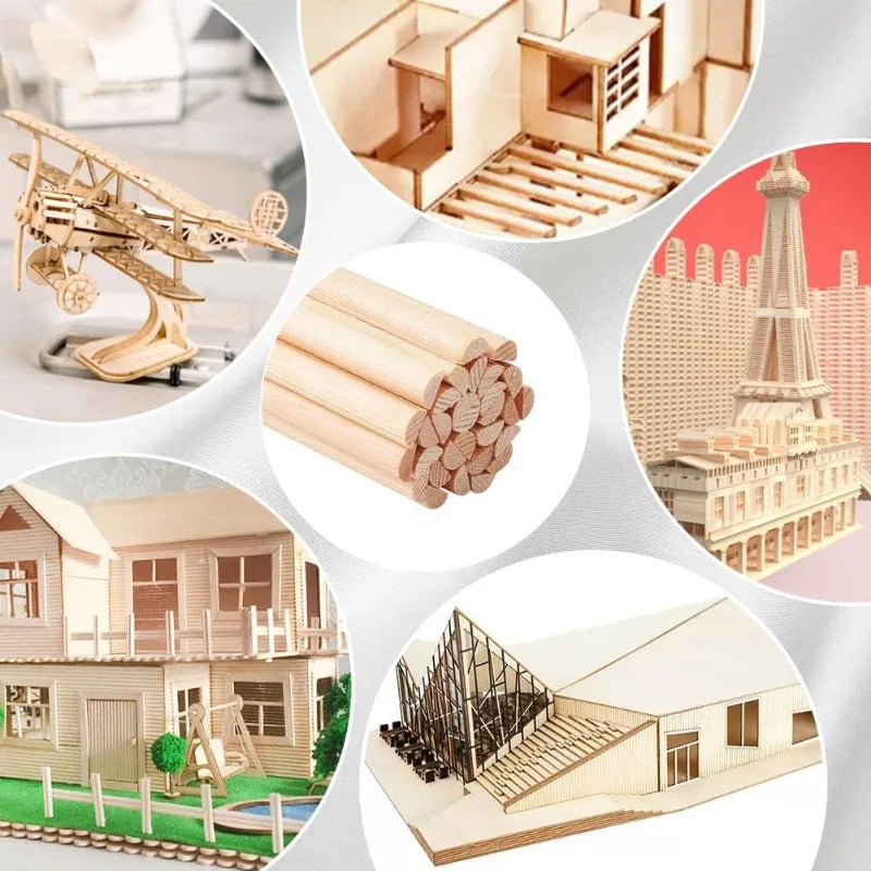 30Pcs Wooden Dowel Rods Half Round Dowel Rods Unfinished Wood Craft Sticks Arch Wood Dowel Rods Half Round Craft Sticks