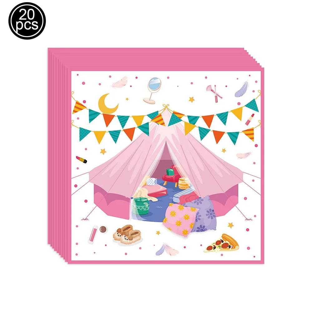 Pink Pajama Theme Candy Biscuit Snack Gift Bags with Handle Girls Night Birthday Party Baby Shower Decoration Supplies Gifts