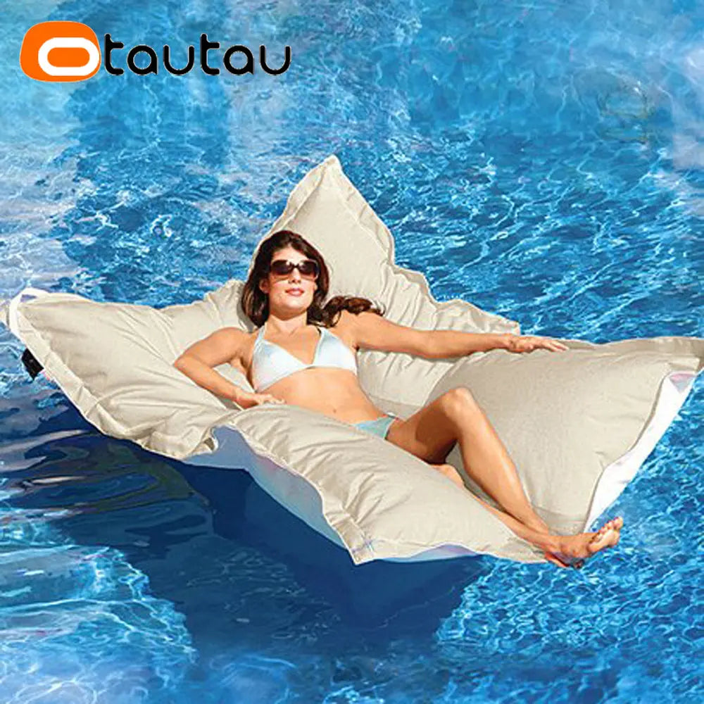 OTAUTAU Retangular Swimming Pool Floating Bean Bag Pouf Cover No Filler Waterproof Beach Pillow Sac Salon Sofa Bed Chaise Lounge