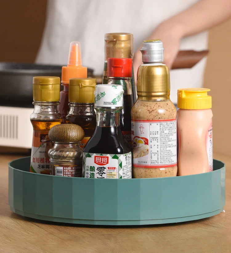 360 Degree Rotating Makeup Organizer Desktop Storage Box For Perfume Lipstick Skin Care Products Cosmetic Fruit Seasoning Holder