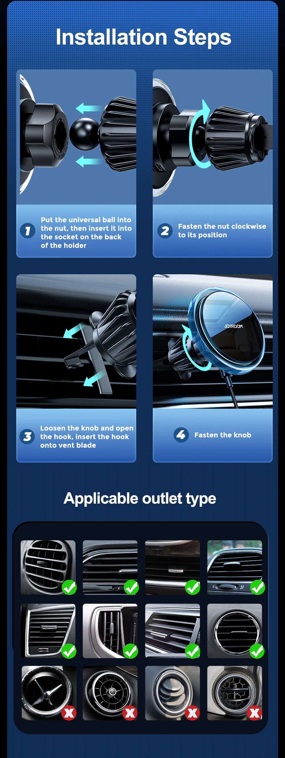 Joyroom Magnetic Car Phone Holder 1-2Pcs Wireless Charger For iPhone 15 14 13 Pro Max Fast Charging Car Charger Holder JR-ZS291