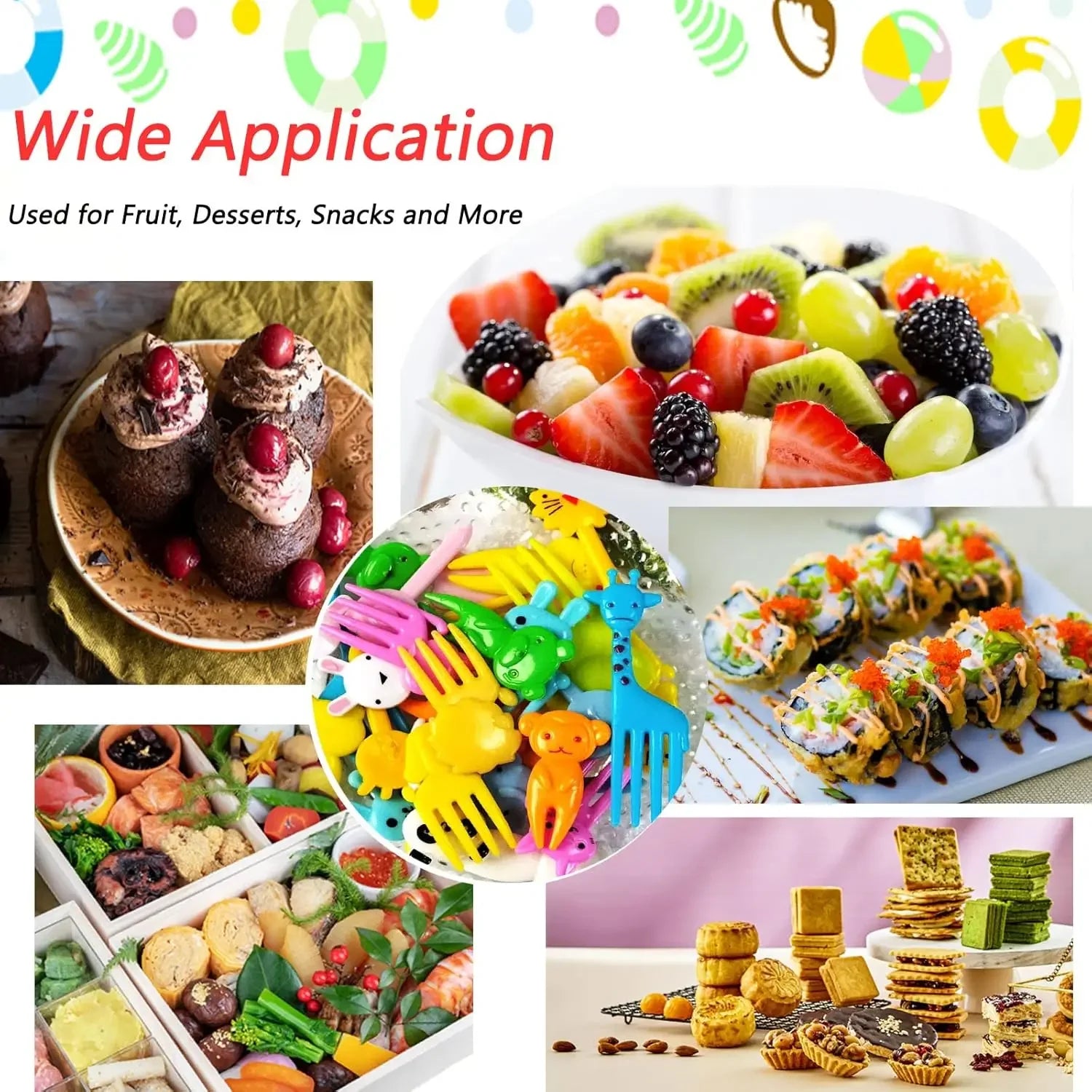 40PCS Fruit Fork Cartoon Kids Cake Fruit Toothpick Mini Animal Fork Food Grade Plastic Bento Lunch Bento Accessories Party Decor