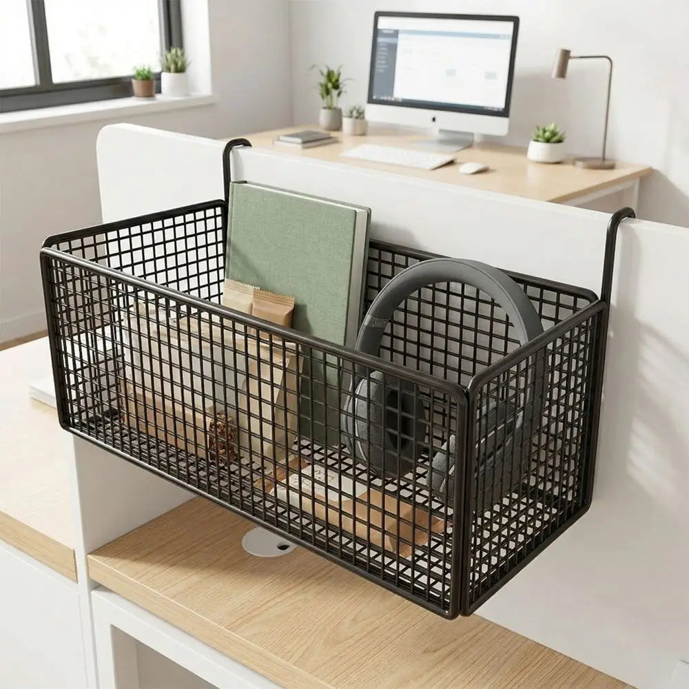 Home Storage Hollow Hanging Storage Rack Iron Holder Bedside Hanging Basket No Drill Large Capacity Space-Saving Shelf Bathroom