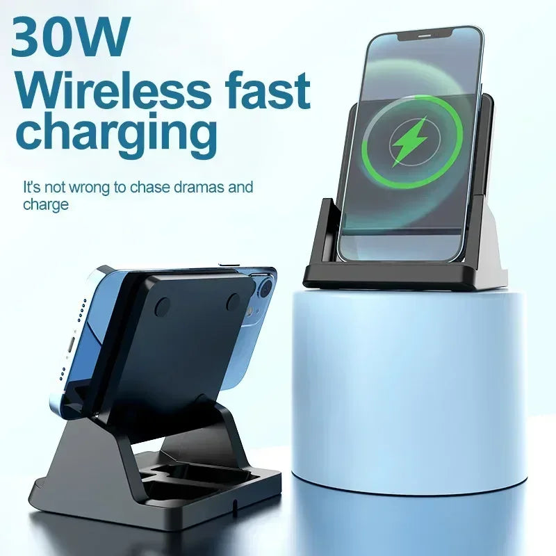 15W Wireless Charger Pad Stand Desktop Ultra-thin Mobile Phone Fast Charging Dock Station For iPhone 15 14 13 12 Samsung Xiaomi