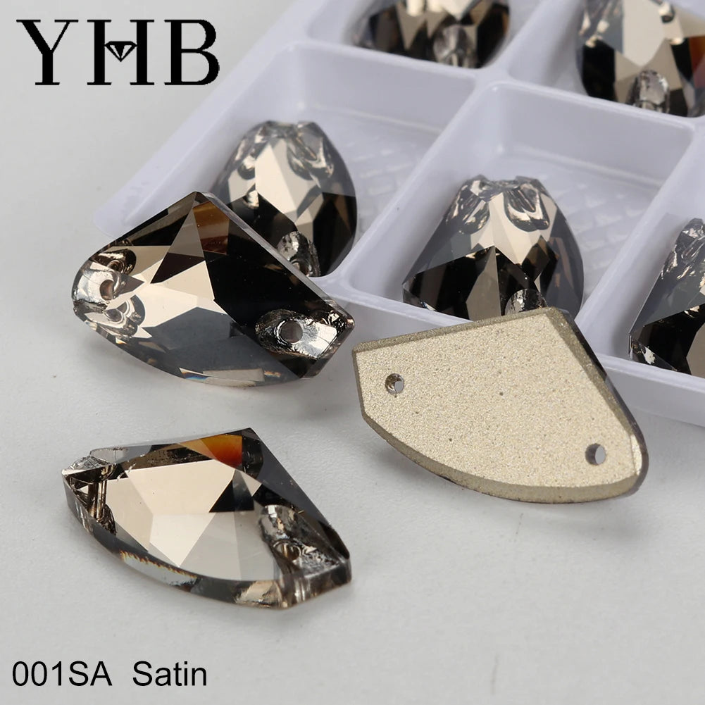 YHB Top Quality Galactic Axe Glass Crystal AB Moonlight Sewing Stones Flatback Sew on Rhinestones For Garment Clothes Bags