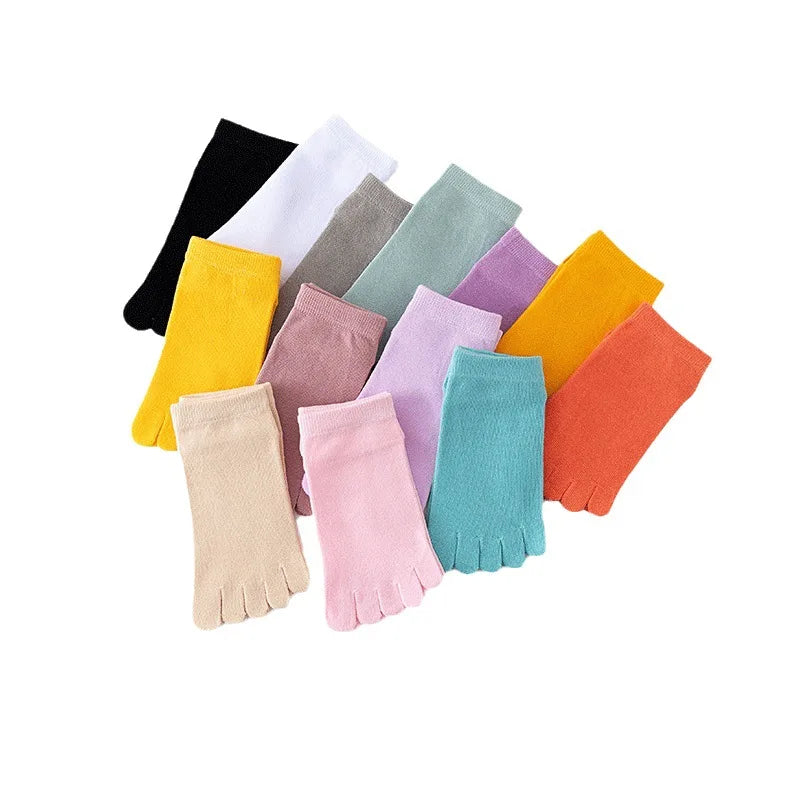Hot Sale! Women Toe Socks with Separate Fingers Summer Solid Color Cotton Five Finger Socks Women Low Cut Ankle Socks Yoga Sport