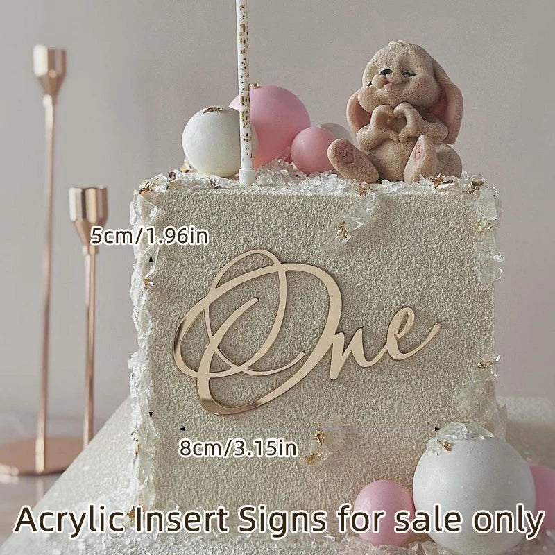 Acrylic Boy Girl Baby One Happy Birthday Cake Toppers Gold Baby 1st Birthday Cake Topper for Kids Birthday Party Cake Decoration