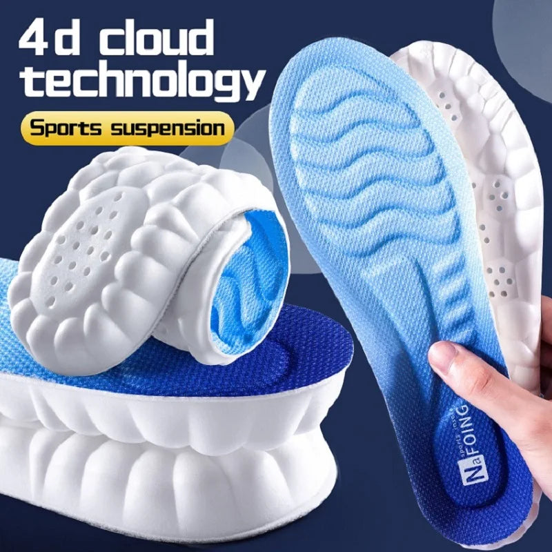 Sport Insoles 4D Latex Super Soft High Elasticity Shoe Pads Anti-pain Deodorant Cushion Arch Support Running Insoles Foot Insole