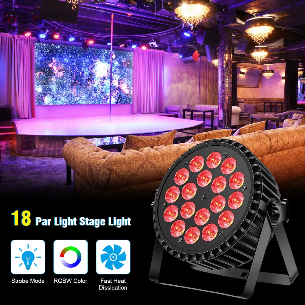 200W RGBW LED Par Stage Lights, 2-Pack