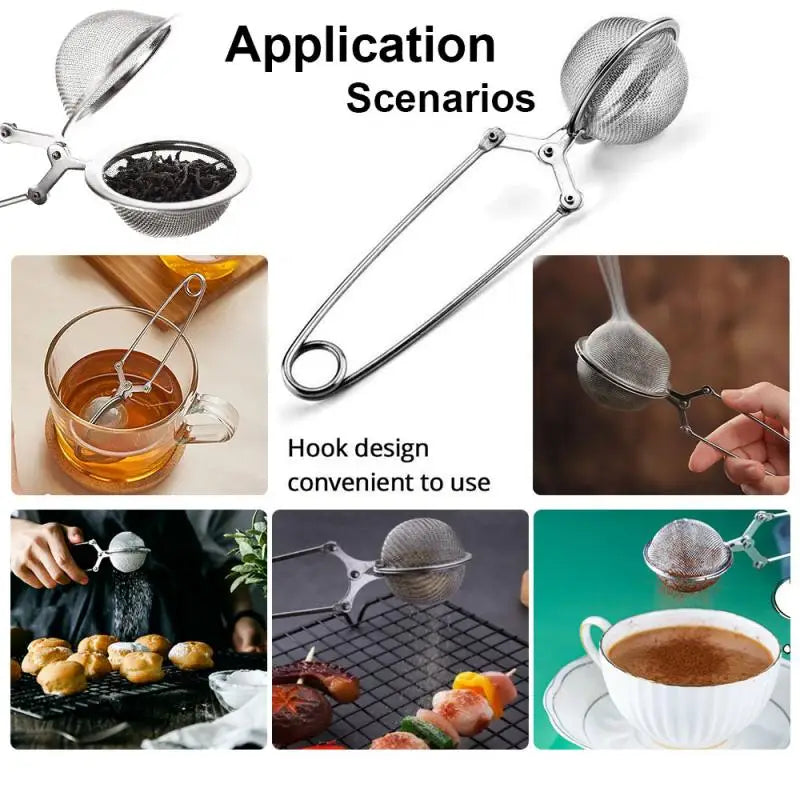 1-4pcs Reusable Steel Tea Infuser Sphere Mesh Tea Strainer Filter Herb Kitchen Gadget Handle Diffuser Coffee Tea Infuser Handle
