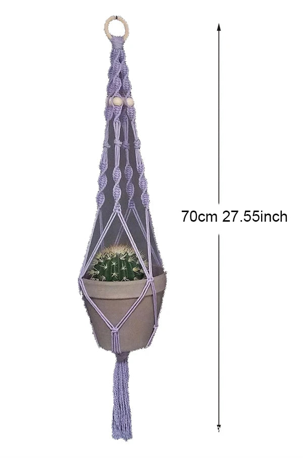 Colourful Boho Macrame Plant Holder Hand Woven 100% Cotton Flower Pot Hanger Hanging Basket For Indoor Plants Bonsai Home Decor
