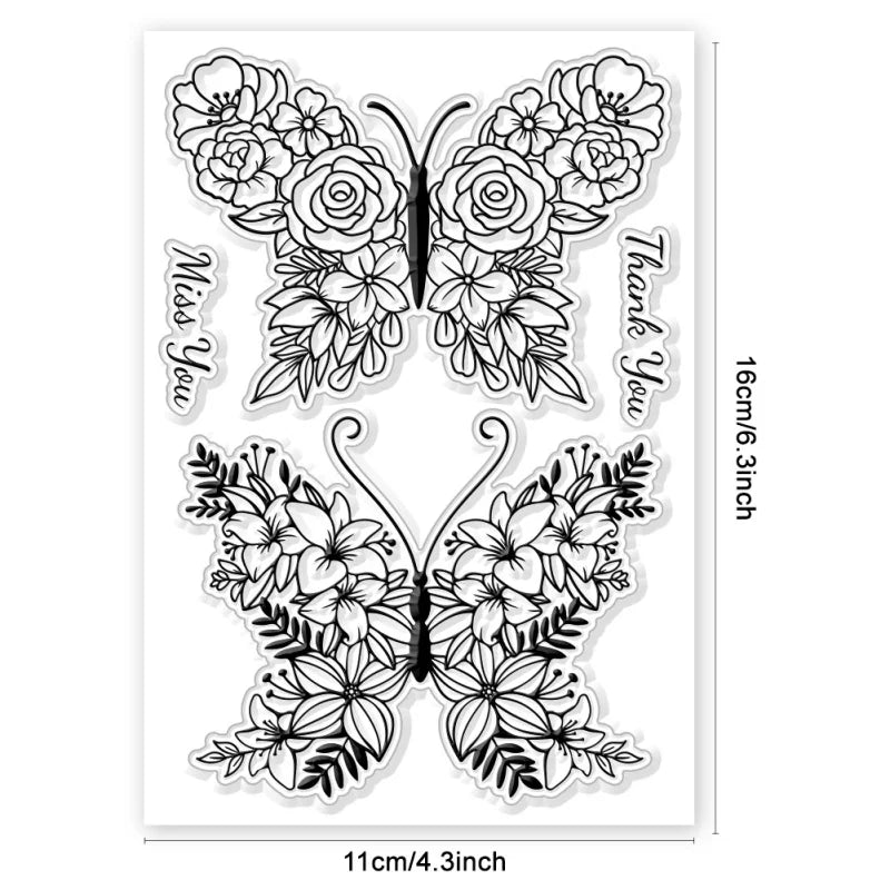 1Sheet Flowers Birds Clear Stamps Flowers Birds Decorative Clear Stamps Silicone Stamps for Card Making and Photo Album Decor