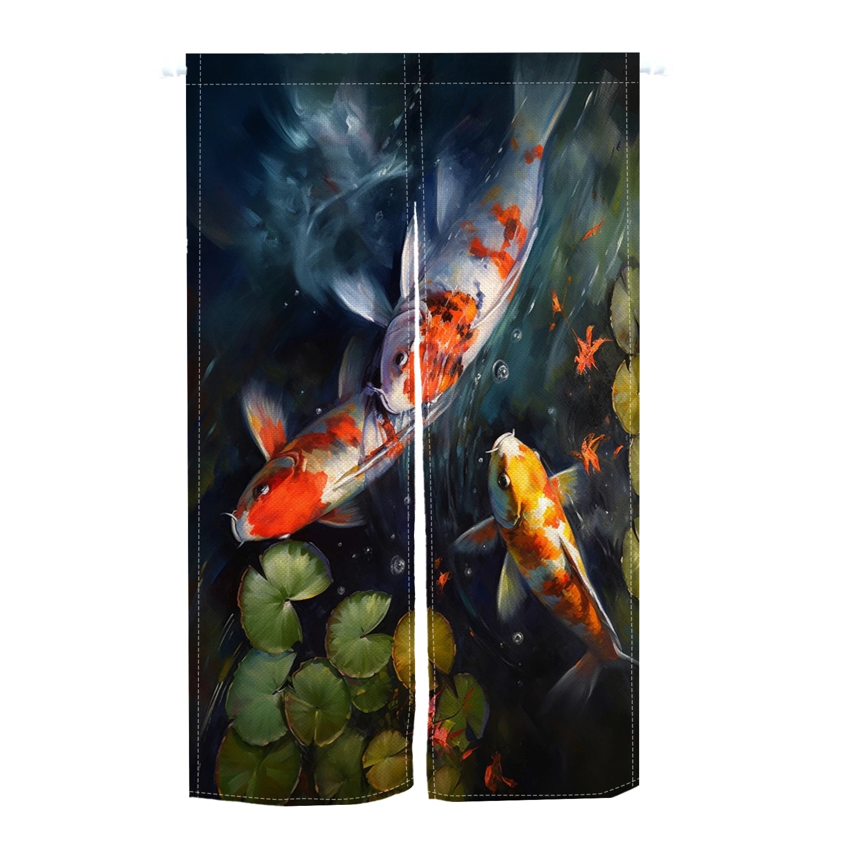 Japanese Koi Fish Door Curtain Fengshui Kitchen Bedroom Linen Doorway Curtain Entrance Hanging Half Curtain Partition Curtain
