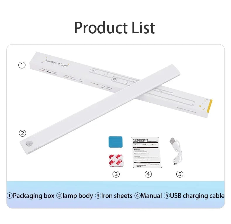 LED Bar Light Motion Sensor USB Rechargeable Led Night
