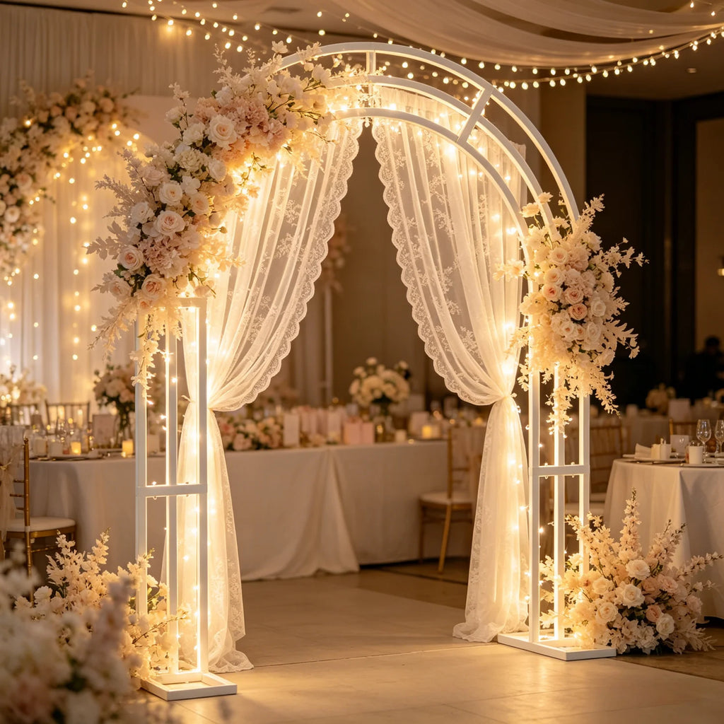 260CM Tall White Wedding Arch Stand Metal Backdrop Garden