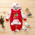 Autumn Baby Girl Deer Print Christmas Jumpsuit Long-Sleeved Front