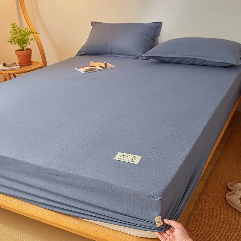 100% Cotton Mattress Covers Air-Permeable Anti-Pull Fitted Sheet No Pillowcase Elastic Bands Non Slip for Single Queen King Bed