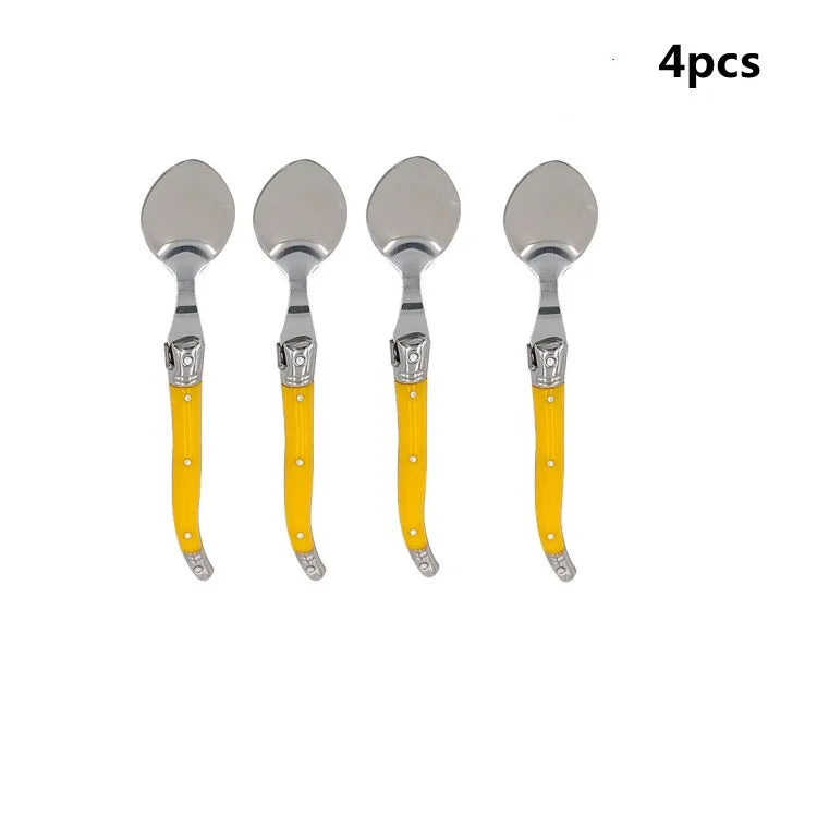 Laguiole Teaspoon set Mini Small Coffee Spoons Ice Tea Spoon Stainless Steel Stirring Dessert Scoop Flatware 6'' 15.5cm 4-10pcs