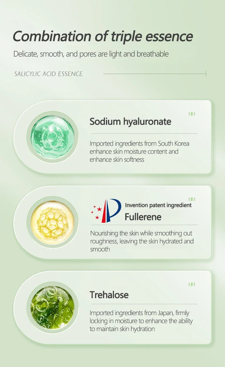 3D Exfoliating Salicylic Acid Shrink Pores Serum 5D Hyaluronic Acid Anti Aging Whitening Skin Care Essence Remove Acne Mark