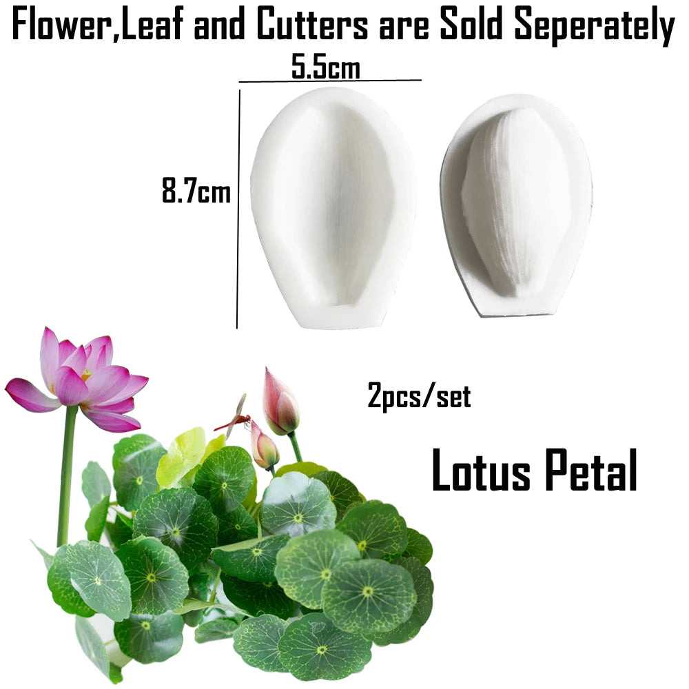 NEW 2pcs Lotus Silicone Mold Leaf Moulds DIY Cake Fondant Mould Dessert Chocolate Clay FondantDecoration Kitchen Bake Tool M2884