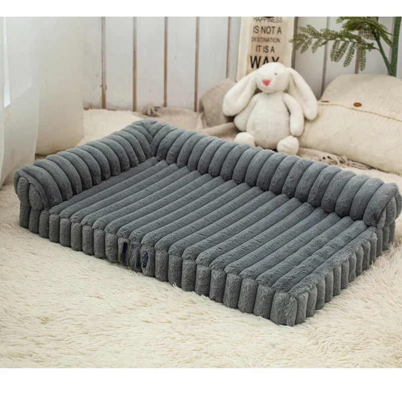 Striped Velvet Plush Pet Bed