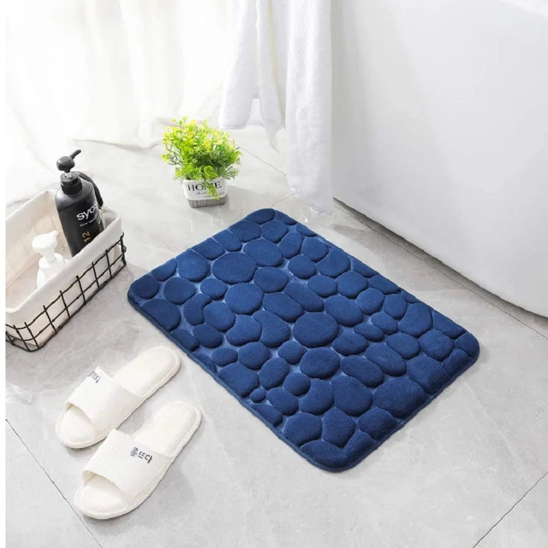 Cobblestone Embossed Bathroom Bath Mat Non-slip Carpets In Wash Basin Bathtub Side Floor Rug Shower Room Doormat Memory Foam Pad