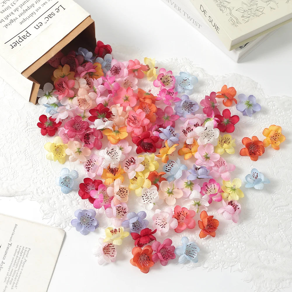 20/30Pcs Peach Blossom Artificial Flower Head For Wall Plant Home Room Decoration DIY Garland Valentine's Day Gift Wedding Decor